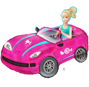Шар (36"/91см) Фигура, Блондинка в розовой машине, Барби, 1 шт.